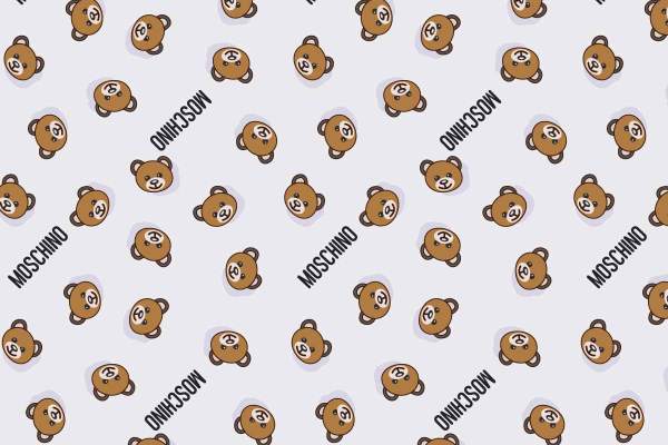 卡通熊几何字母MOSCHINO图案拼接印花矢量图服装纺织数码印花花型素材