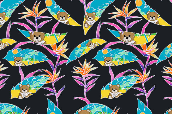 几何花纹TOY熊印花矢量图服装纺织数码印花花型素材