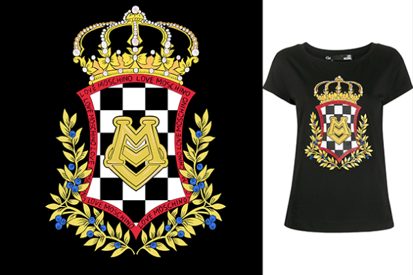 几何图案盾牌字母皇冠印花矢量图服装裁片T恤烫图印花花型素材