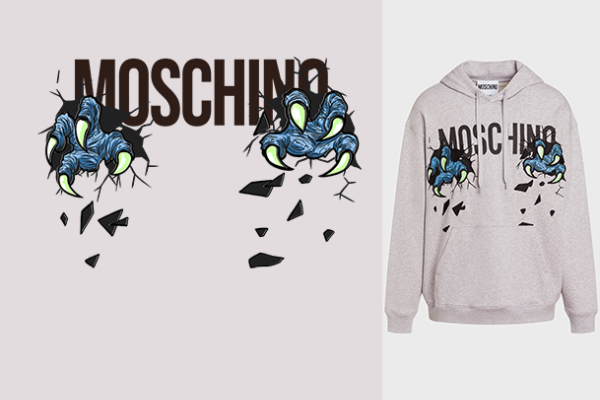 潮牌MOSCHINO字母印花矢量图服装裁片T恤烫图印花花型素材