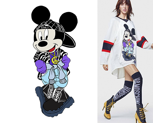 卡通米奇潮牌印花矢量图服装裁片T恤烫图印花花型素材