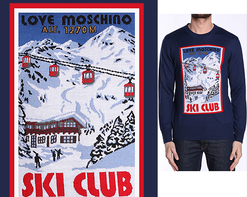 山川图案滑雪人物字母潮牌印花矢量图服装裁片T恤烫图印花花型素材