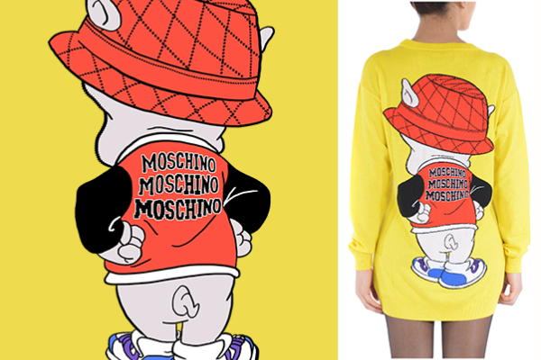 卡通动物小猪潮牌MOSCHINO印花矢量图服装裁片T恤烫图印花花型素材