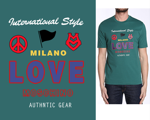 字母图案MOSCHINO潮牌印花矢量图服装裁片T恤烫图印花花型素材