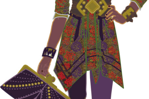 女士套装设计手稿矢量图