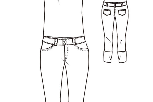 女士套装设计手稿矢量图