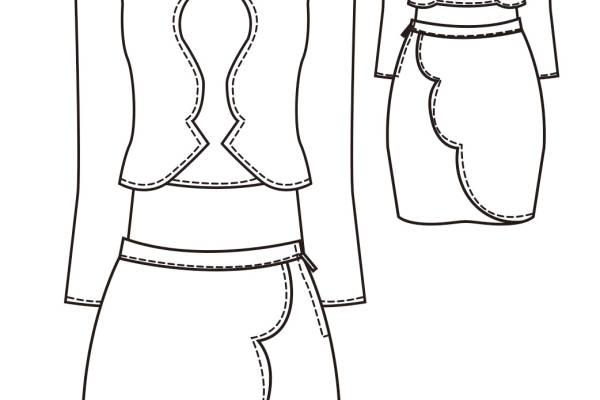 女士套装设计手稿矢量图