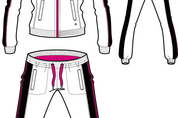 女士套装设计手稿矢量图