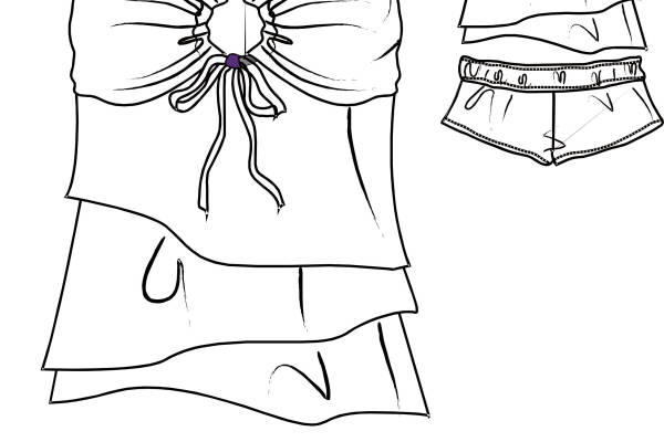 女士套装设计手稿矢量图