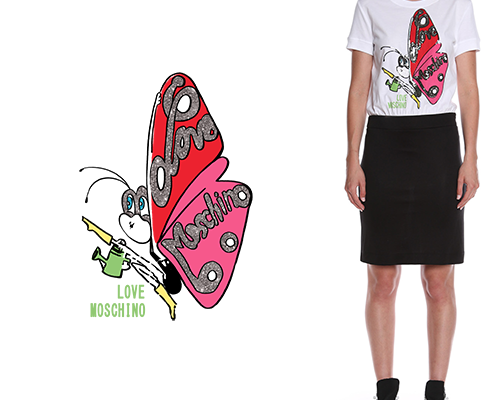 卡通昆虫蝴蝶字母印花矢量图服装裁片T恤烫图印花花型素材