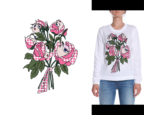 植物花朵字母印花矢量图服装裁片T恤烫图印花花型素材