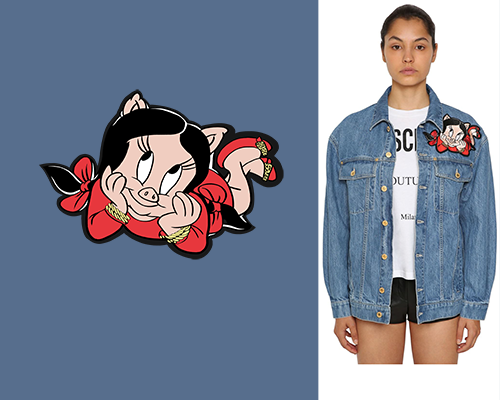 卡通动物图案小猪印花矢量图服装裁片T恤烫图印花花型素材