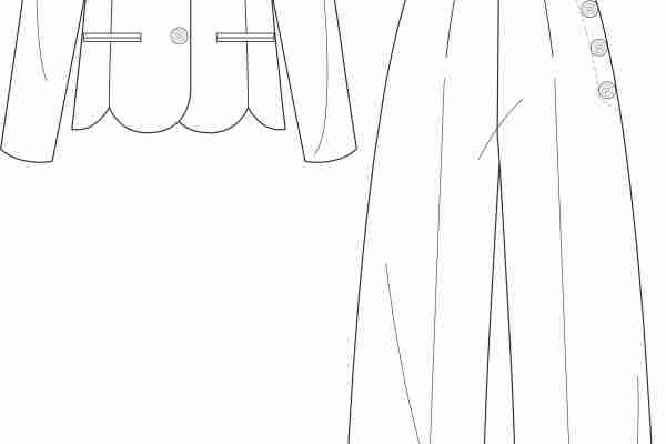 服装套装设计手稿矢量图