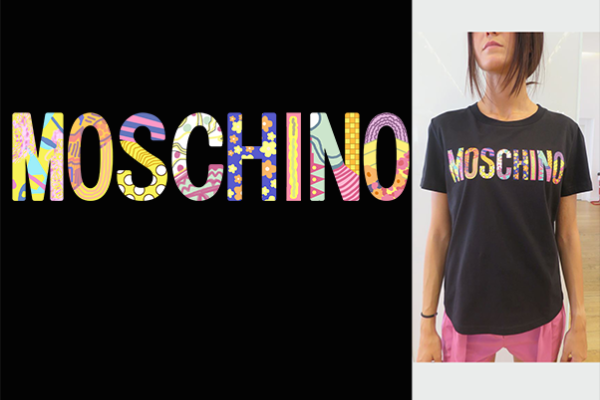 卡通熊潮牌字母MOSCHINO印花矢量图服装裁片T恤烫图印花花型素材