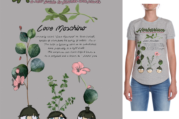 植物花朵字母印花矢量图服装裁片T恤烫图印花花型素材