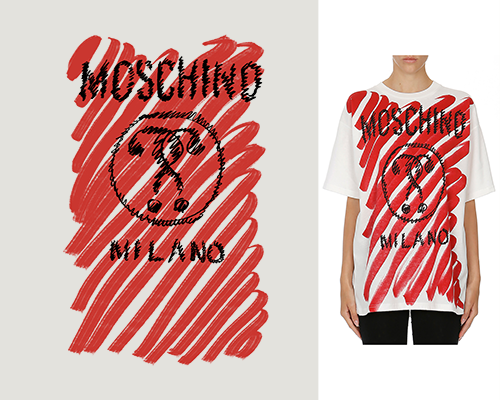 几何涂鸦线条字母MOSCHINO潮牌印花矢量图服装裁片T恤烫图印花花型素材
