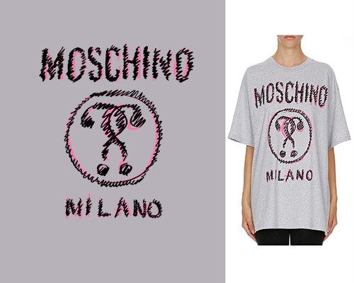 几何涂鸦线条字母MOSCHINO潮牌印花矢量图服装裁片T恤烫图印花花型素材