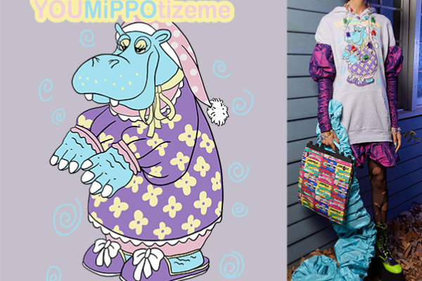 卡通动物河马字母潮牌印花矢量图服装裁片T恤烫图印花花型素材