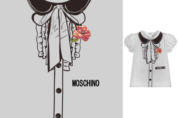 几何图案领子花朵字母MOSCHINO潮牌印花矢量图服装裁片T恤烫图印花花型素材