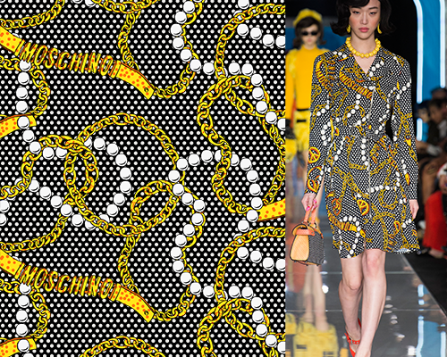 几何圆点图案链子珍珠字母MOSCHINO印花矢量图服装纺织数码印花花型素材