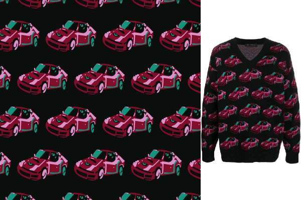 汽车图案拼接印花矢量图服装纺织数码印花花型素材