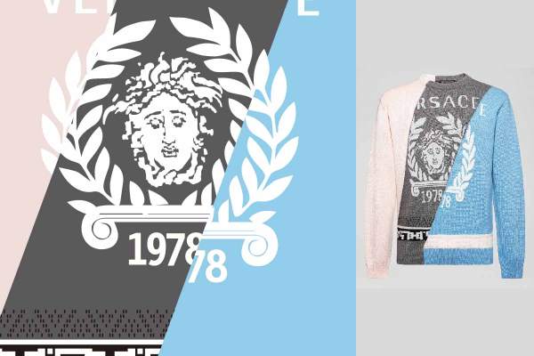 潮牌范思哲字母VERSACE印花矢量图服装裁片T恤烫图印花花型素材