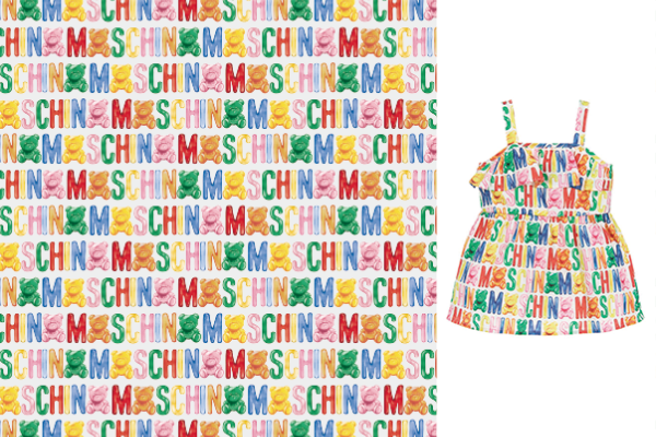卡通熊字母MOSCHINO潮牌印花矢量图服装纺织数码印花花型素材