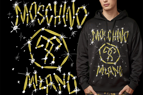 潮牌字母MOSCHINO印花矢量图服装裁片T恤烫图印花花型素材