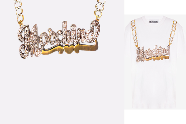 字母潮牌MOSCHINO链子印花矢量图服装裁片T恤烫图印花花型素材