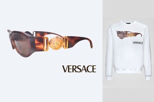 潮牌范思哲VERSACE太阳镜印花矢量图服装裁片T恤烫图印花花型素材