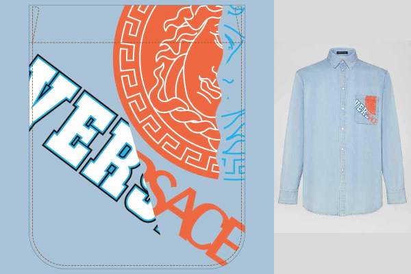 潮牌范思哲字母VERSACE印花矢量图服装裁片T恤烫图印花花型素材