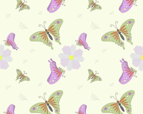 植物花朵邹菊蝴蝶印花矢量图服装纺织数码印花花型素材