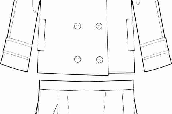 女士服装套装设计手稿矢量图