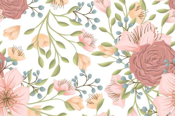 植物花卉牡丹花印花矢量图服装纺织数码印花花型素材