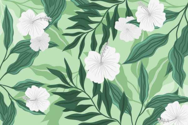 植物白色花卉印花矢量图服装纺织数码印花花型素材