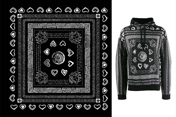 几何花纹爱心图案印花矢量图服装裁片T恤烫图印花花型素材