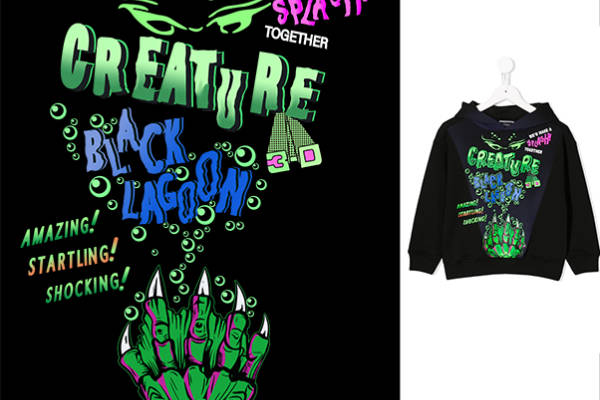 字母涂鸦手掌印花矢量图服装裁片T恤烫图印花花型素材