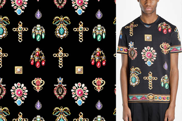 几何图案珠宝印花矢量图服装纺织数码印花花型素材