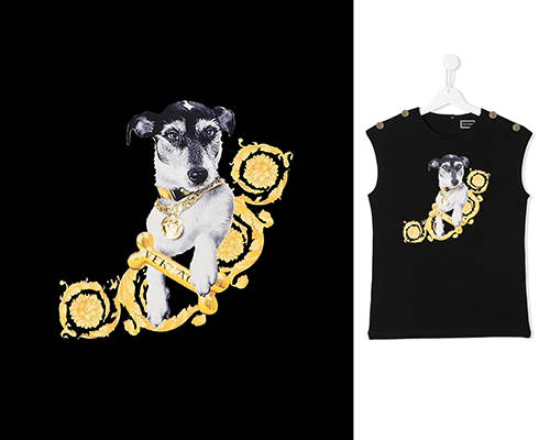 动物小狗字母VERSACE范思哲潮牌印花矢量图服装裁片T恤烫图印花花型素材