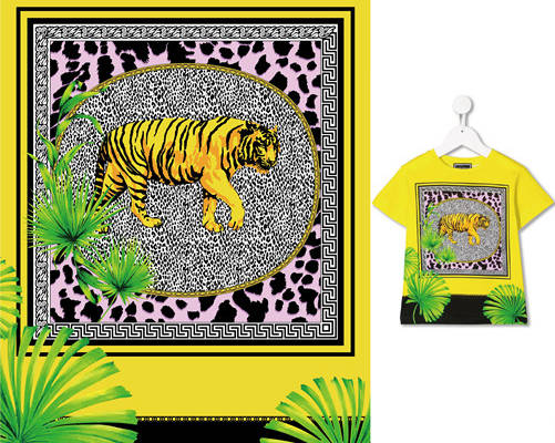 几何豹纹动物老虎印花矢量图服装裁片T恤烫图印花花型素材