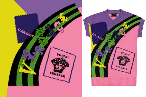 几何图案潮牌范思哲VERSACE印花矢量图服装裁片T恤烫印花花型素材