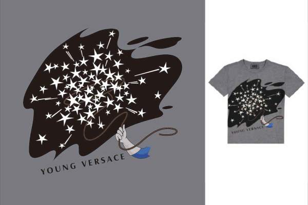 几何涂鸦星星字母VERSACE潮牌印花矢量图服装裁片T恤烫图印花花型素材