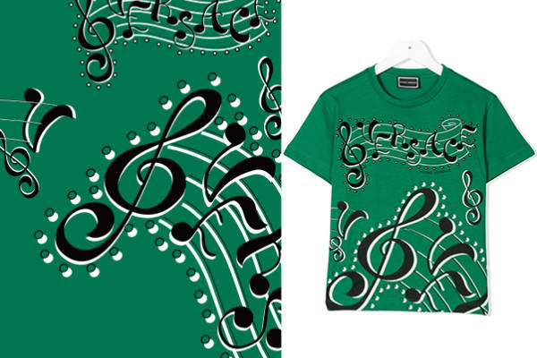 几何图案音乐字符印花矢量图服装裁片T恤烫图印花花型素材