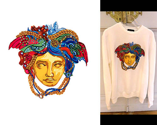 多彩潮牌范思哲图案印花矢量图服装裁片T恤烫图印花花型素材