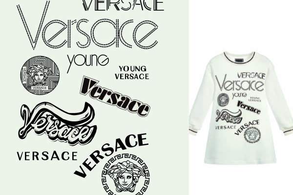 字母图案拼接潮牌范思哲VERSACE印花矢量图服装裁片T恤烫图印花花型素材