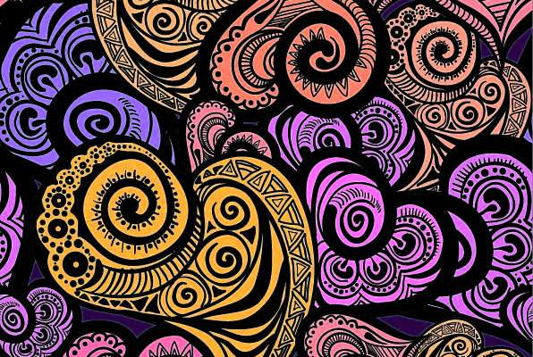 几何腰果花印花矢量图服装纺织数码印花花型素材