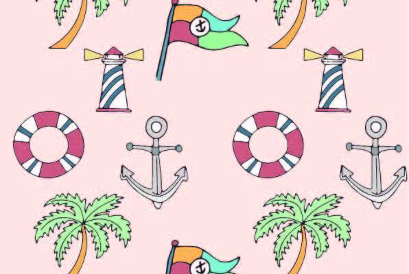 海洋风船锚救生圈灯塔印花图案服装纺织数码印花花型素材