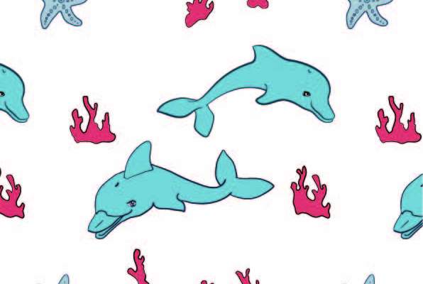 海洋风动物海豚印花花型服装纺织数码印花花型素材