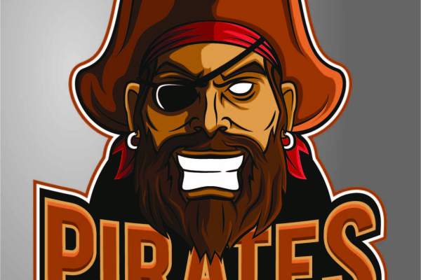 海盗骷髅头字母PIRATES印花矢量图服装裁片T恤烫图印花花型素材