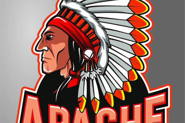 印第安人物羽毛头饰字母APACHE印花矢量图服装裁片T恤烫图印花花型素材